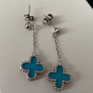 Pierced earrings sterling silver with turquoise